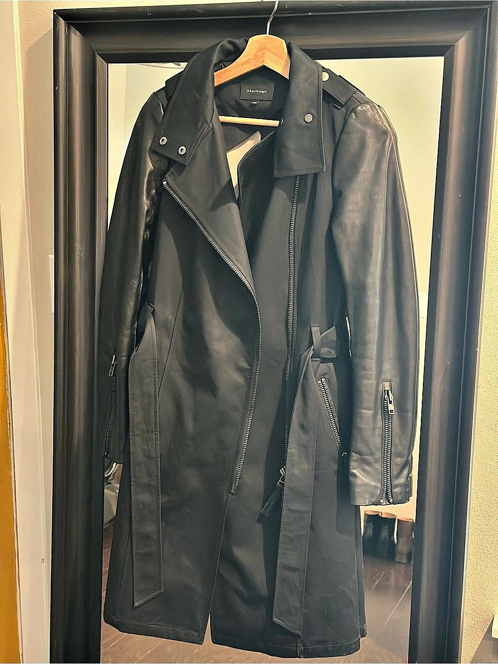 Mackage Mixed Media Trench Coat Black XS